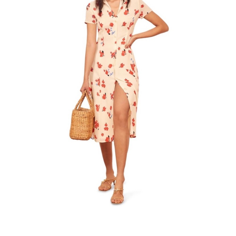 Reformation Sheila Floral Shirt Dress MIDI